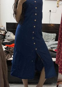 TRENDS Blue Printed Button-Down Kurta