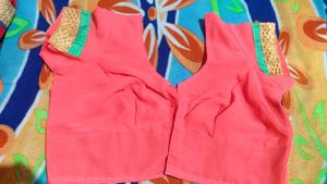 ✨💙elegant pink colour saree with blouse ✨🥰
