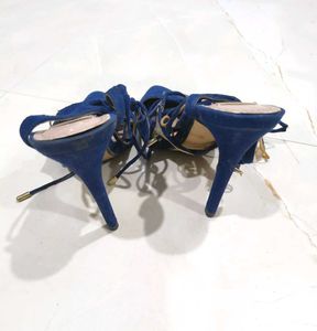 Blue Lace-Up Stiletto Heels