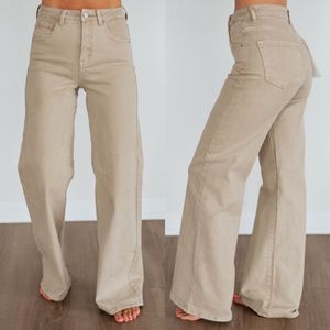 Beige straight leg jeans