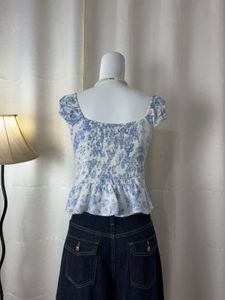 Chic Floral Print Puff Sleeve Top