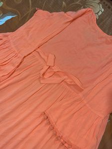 Elegant Peach Kurta with Tassels