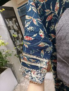 Elegant Navy Floral Anarkali Suit Set