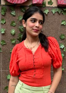 Coral Puff Sleeve Top
