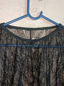 Sheer Lace Top Cropped Black 🖤