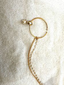 Elegant Gold-Tone Nose Ring with Pearls