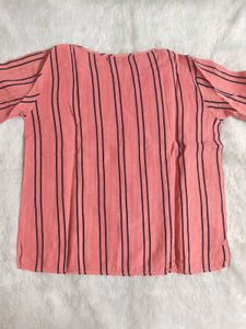 Pink Striped Bell Sleeve Top