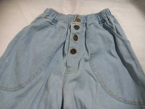 Stretchable Blue Denim Palazzo Pants