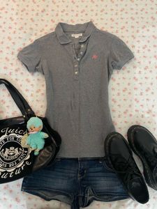 Aeropostale Grey Polo T-Shirt with Denim Shorts