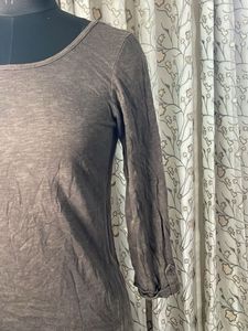 Marks &amp; Spencer Basic Brown 3/4 Sleeve Top