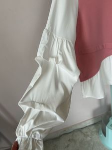 Cute Pink and White Peplum Top
