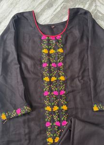 Embroidered Black Kurta Set