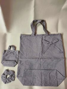 Gingham Tote Bag Set
