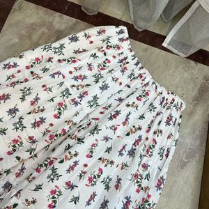 White Cotton Floral Skirt