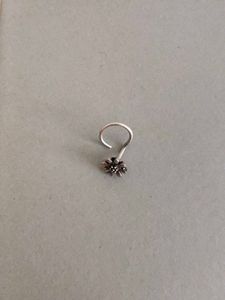 Oxidised Silver Flower Nose Pin