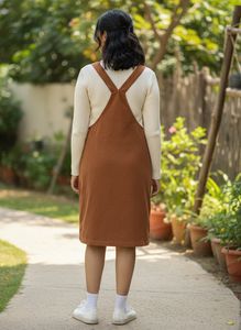 Brown Corduroy Pinafore Dress