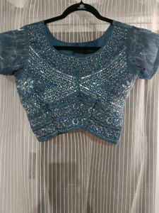 Embellished Dark Grey Lehenga Set