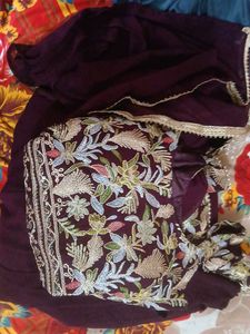 Royal Blue &amp; Maroon Party Wear Peplum Sharara Set