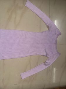 Lilac Ribbed Knit Mini Dress