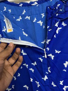 Butterfly Prin Blue Dress