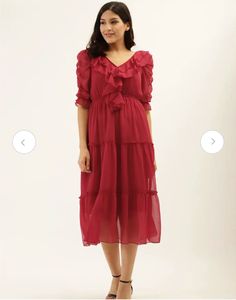 Elegant Red Ruffled Maxi Dress