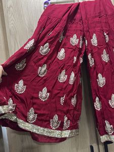 Maroon embroidered Sharara set