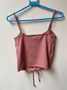 Ribbed Lace-Up Crop Top