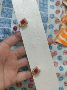 Elegant Pink Stone Earrings