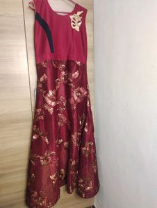 Elegant Maroon Floral Dress
