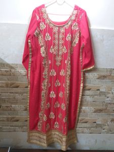 Red & Gold Embroidered Salwar Kameez