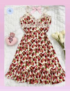 Floral Print Cami Lace Trim dress
