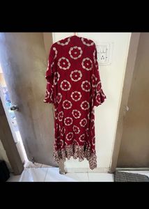 Maroon Printed Maxi Dress