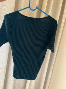 deep v neck Ribbed Wrap Top