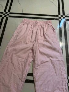 Pink Striped Wide Leg Pants