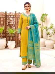 Yellow & Blue Ethnic Kurta Set