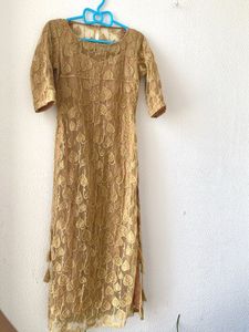 Elegant Gold Leaf Print Kurta