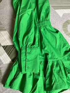 Vibrant Green Tiered Mini Dress