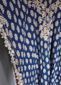 Embroidered Navy Blue Kaftan Kurta