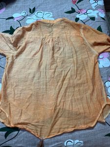 3D Embroidered Orange Kurta