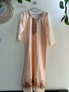 Elegant Peach Embroidered Kurta
