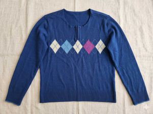 Blue Argyle Quarter Zip Sweater