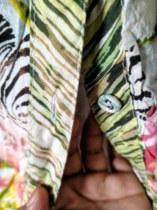 Tropical Floral Print Button-Up Dress