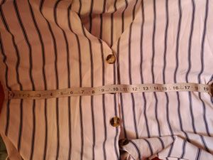 White Stripes Button Top
