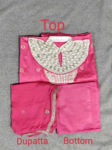 Pink Embroidered Dress Material withDupatta