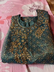 Embroidered Teal Kurta Set