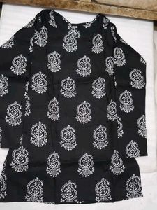 Black White Paisley Print Dress Material