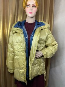 Stylish Padded Jacket with Denim Detail