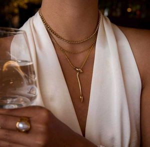 Elegant Gold Layered Snake Necklace