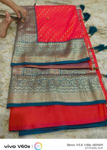 Stunning Red Banarasi Silk Saree