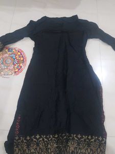 Elegant Black Kurta with Golden Border